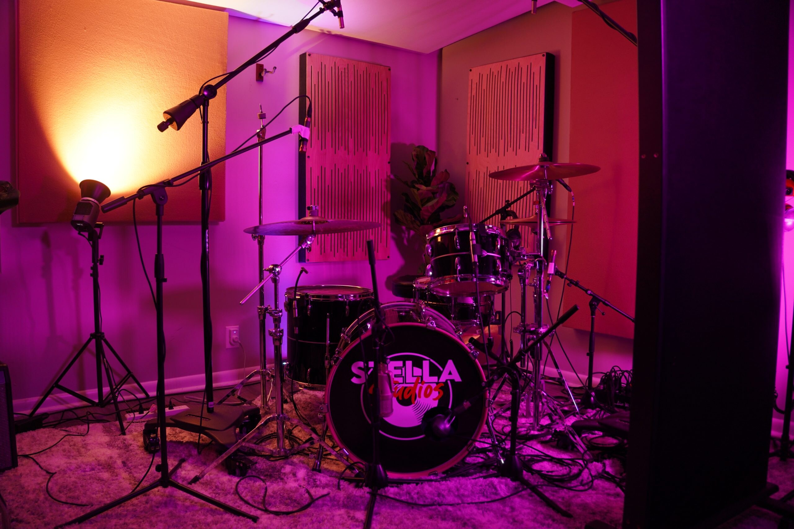 Stella Studios live room with drum kit